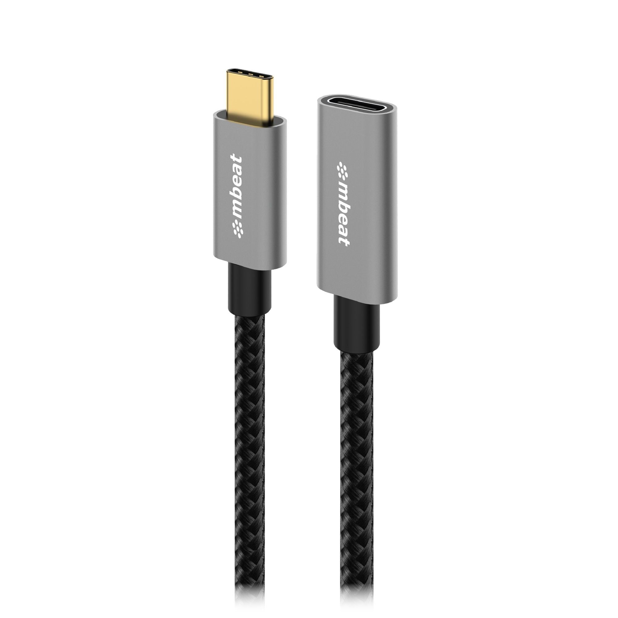 mbeat Tough Link 1m USB 3.2 Gen2 USB-C Extension Cable - Space Grey Video Resolution: Maximum 4K/60Hz